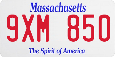 MA license plate 9XM850