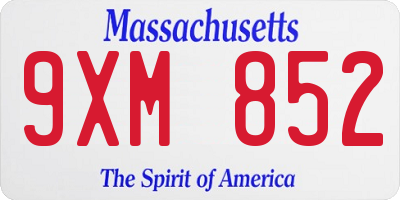 MA license plate 9XM852