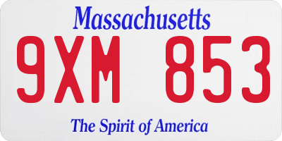 MA license plate 9XM853