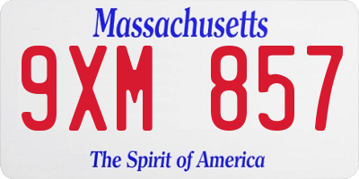 MA license plate 9XM857