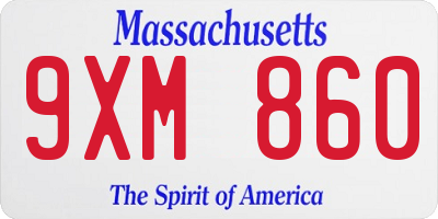 MA license plate 9XM860