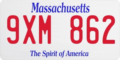 MA license plate 9XM862