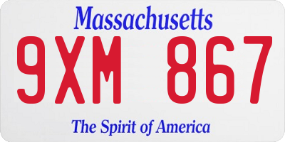 MA license plate 9XM867