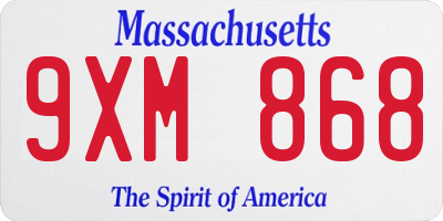 MA license plate 9XM868
