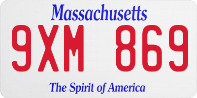 MA license plate 9XM869