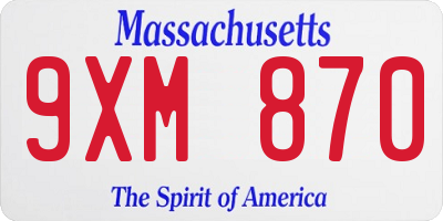 MA license plate 9XM870