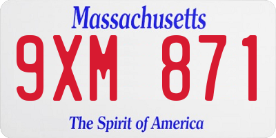 MA license plate 9XM871