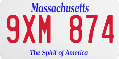 MA license plate 9XM874