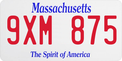MA license plate 9XM875