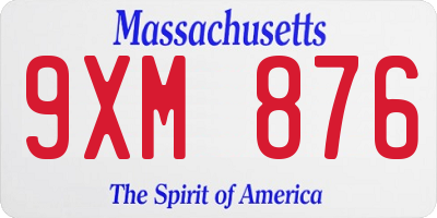 MA license plate 9XM876