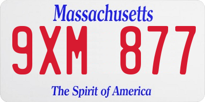 MA license plate 9XM877