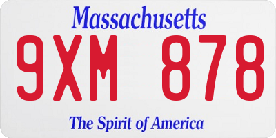 MA license plate 9XM878