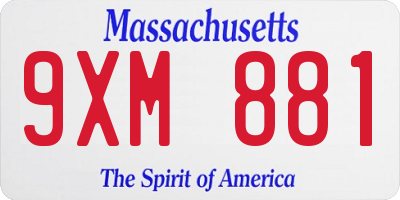 MA license plate 9XM881