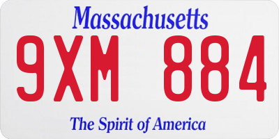 MA license plate 9XM884