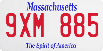 MA license plate 9XM885