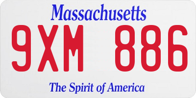 MA license plate 9XM886