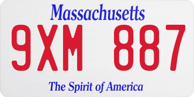 MA license plate 9XM887