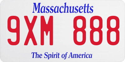MA license plate 9XM888