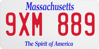 MA license plate 9XM889