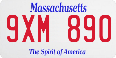 MA license plate 9XM890