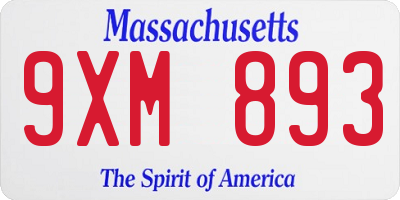MA license plate 9XM893
