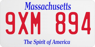 MA license plate 9XM894
