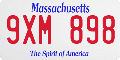 MA license plate 9XM898
