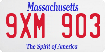 MA license plate 9XM903