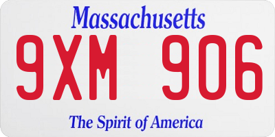 MA license plate 9XM906
