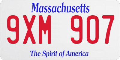 MA license plate 9XM907