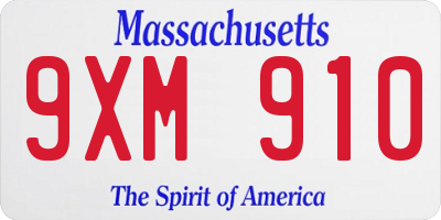 MA license plate 9XM910