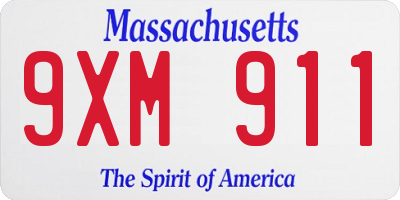 MA license plate 9XM911