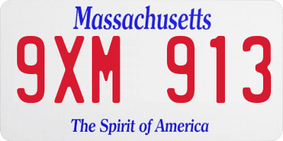 MA license plate 9XM913