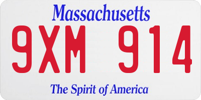MA license plate 9XM914