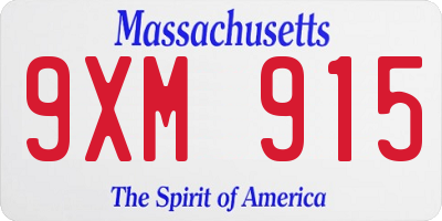 MA license plate 9XM915