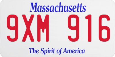 MA license plate 9XM916