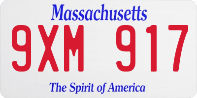MA license plate 9XM917