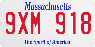 MA license plate 9XM918