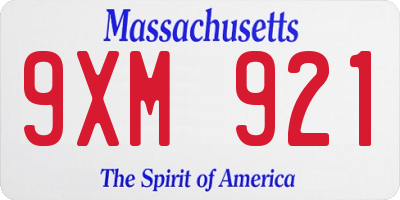 MA license plate 9XM921