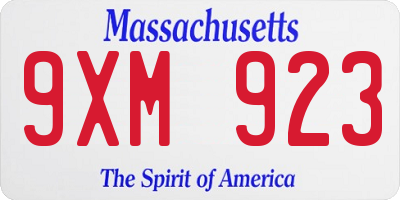 MA license plate 9XM923