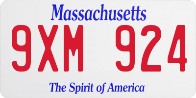 MA license plate 9XM924