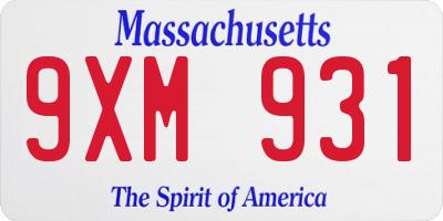 MA license plate 9XM931