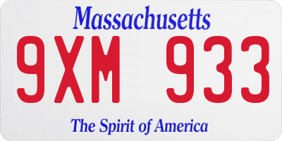 MA license plate 9XM933