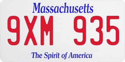 MA license plate 9XM935
