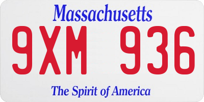 MA license plate 9XM936