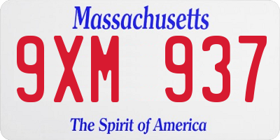 MA license plate 9XM937