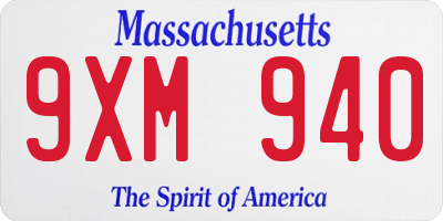 MA license plate 9XM940