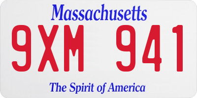 MA license plate 9XM941