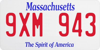 MA license plate 9XM943