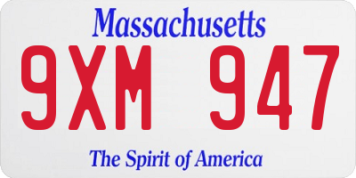 MA license plate 9XM947